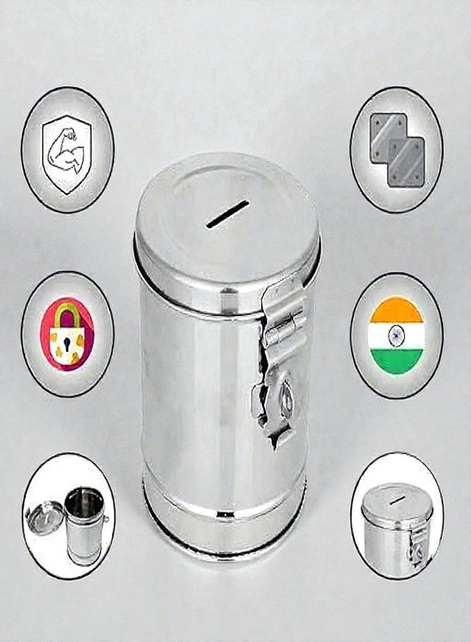 Standify® 1000ML Med Money Bank_A Stainless Steel Money Box Heavy Duty Bachat Gulak for Kids & Adults Unbreakable Piggy Bank. - Image 5
